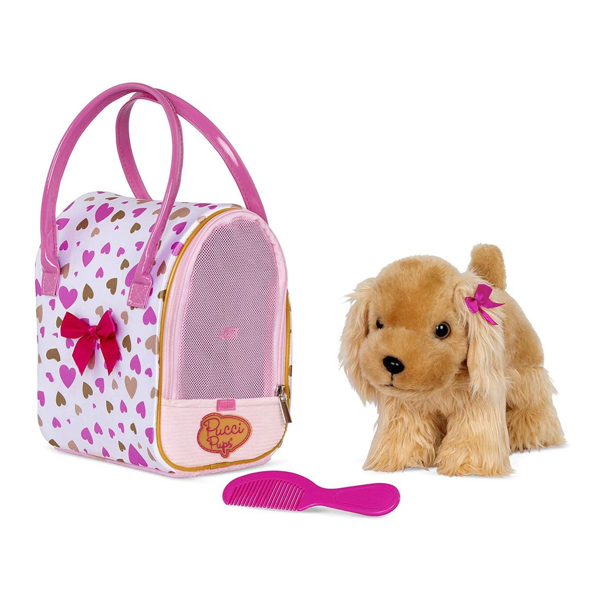 PUCCI PUPS - Peluche Perro Cocker Spaniel Con Cartera Corazones