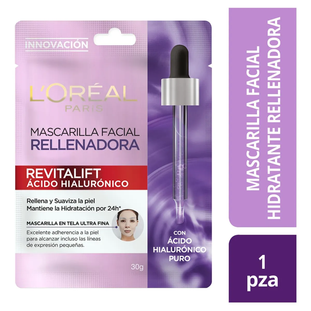 LOREAL PARIS - Mascarilla Tela Hidratante L'oréal París Revitalift Acido Hialuronico 28gr