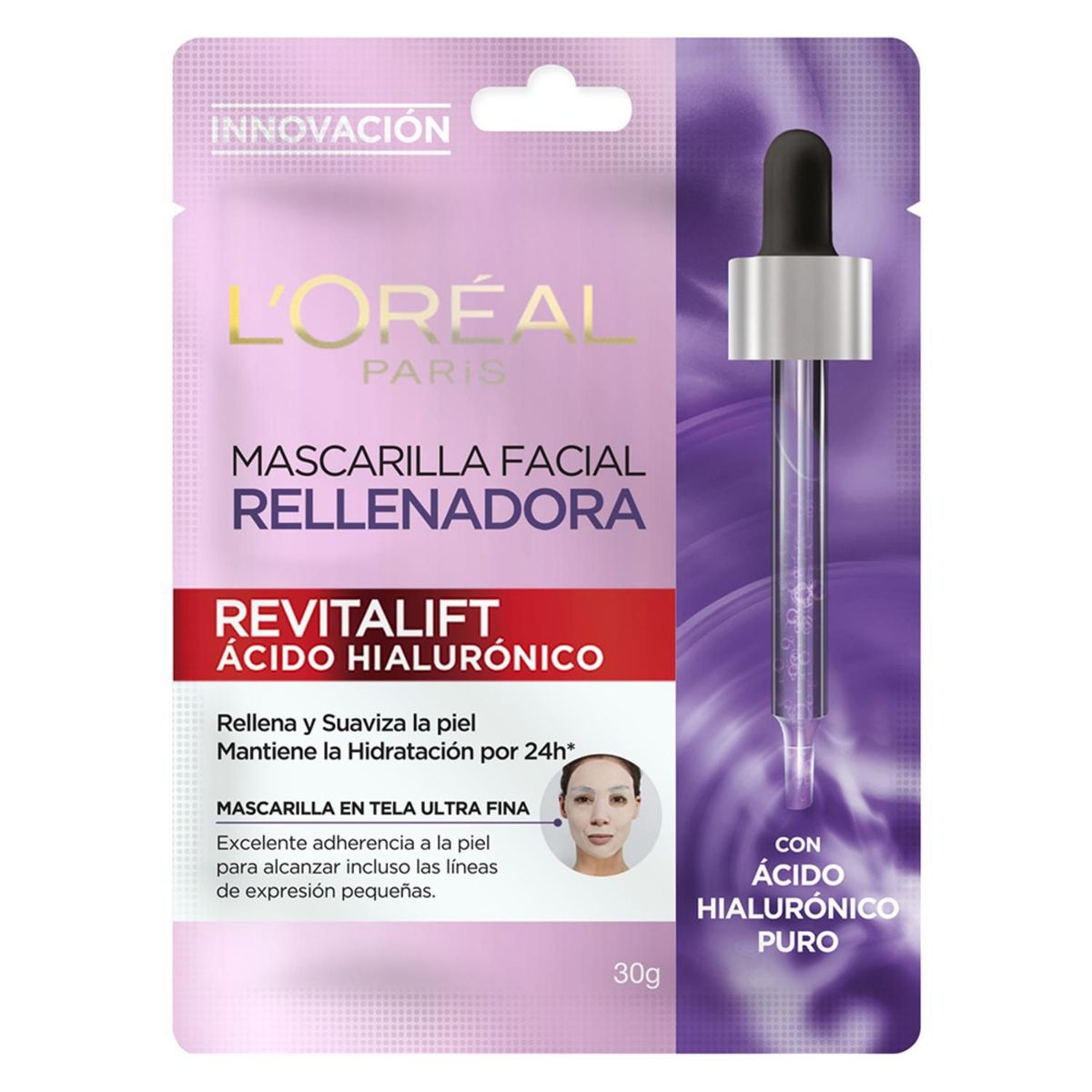 LOREAL PARIS - Mascarilla Tela Hidratante L'oréal París Revitalift Acido Hialuronico 28gr
