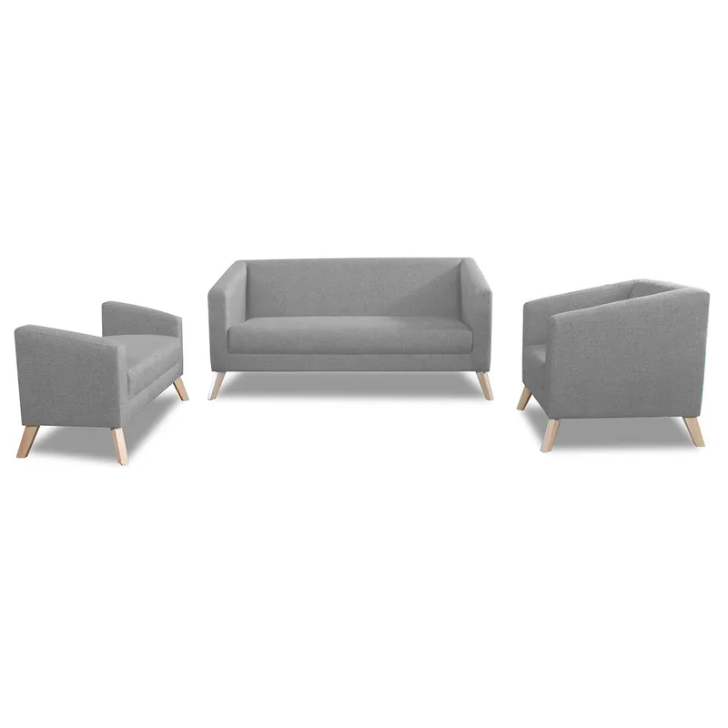 MICA - Juego de Sala Ginebra 3-1 + Sillón Banqueta Azul acero