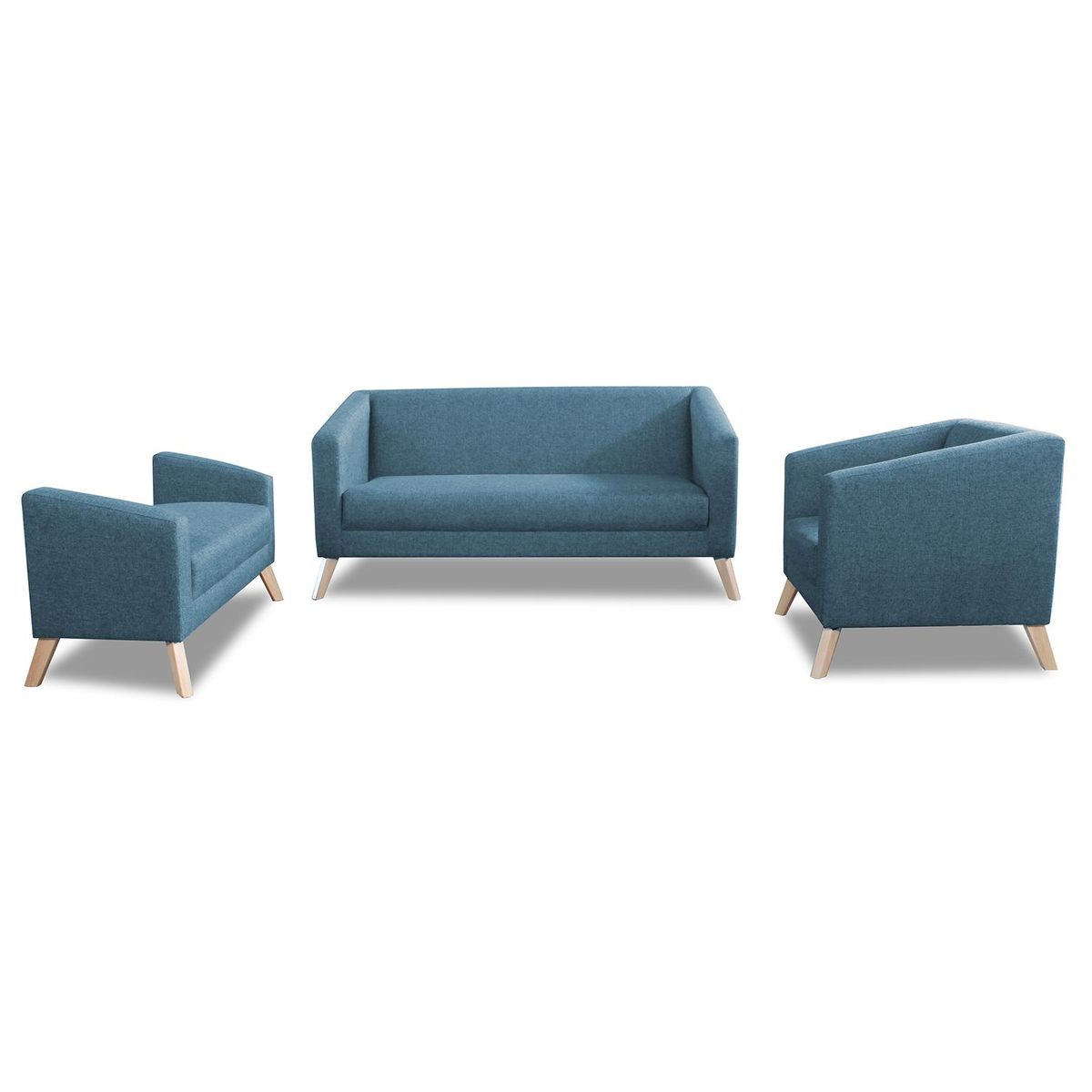 MICA - Juego de Sala Ginebra 3-1 + Sillón Banqueta Azul acero