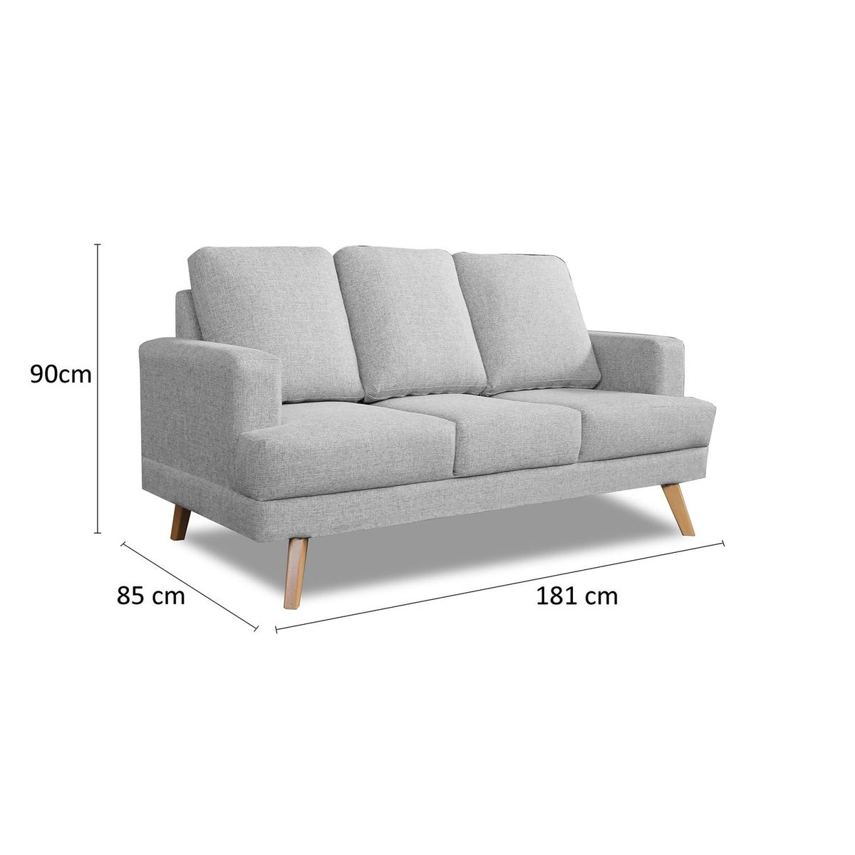 MICA - Juego de Sala Tobago 3-1 Gris Claro + Mesa de Centro