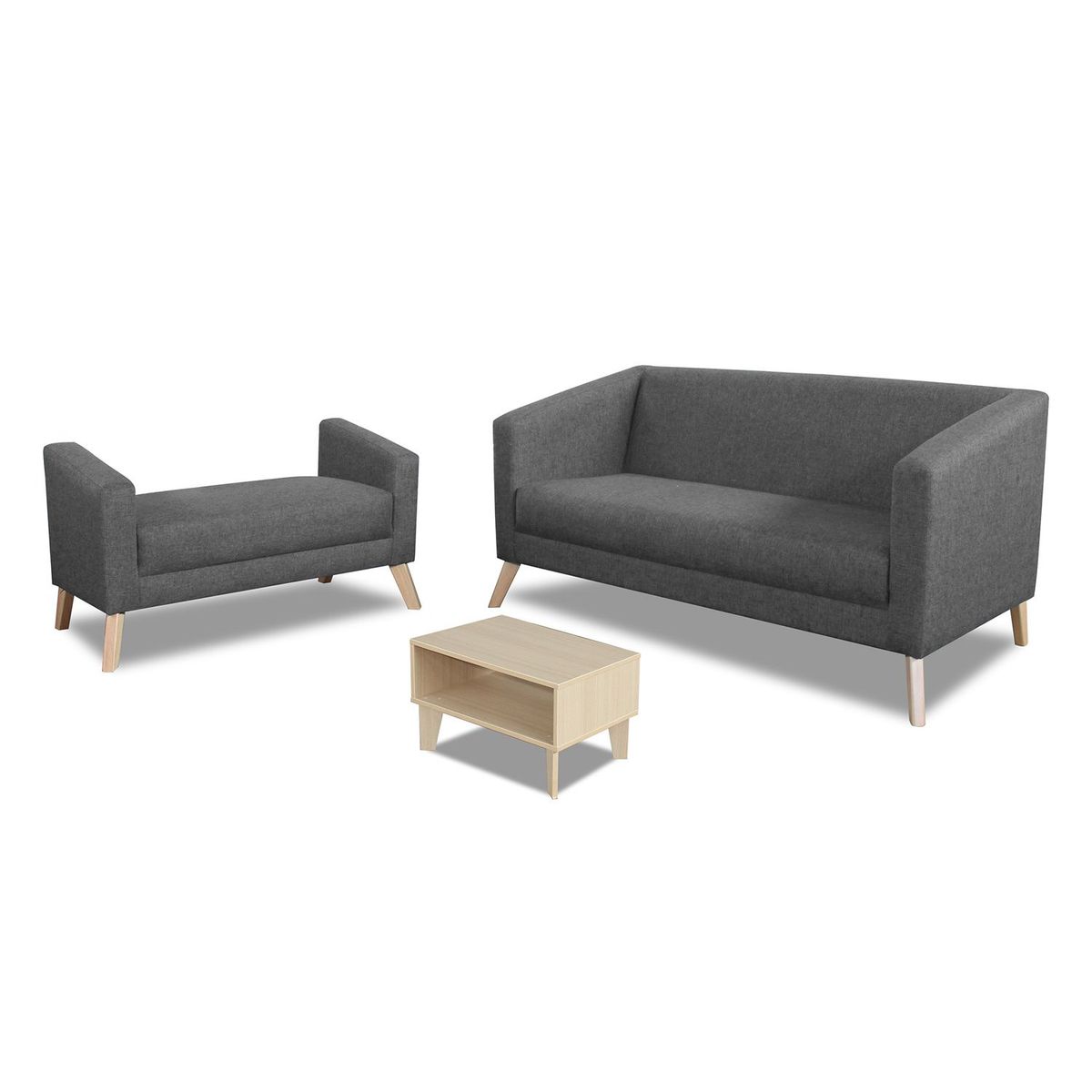 MICA - Juego de Sala Ginebra 3 + Banqueta + Mesa de Centro