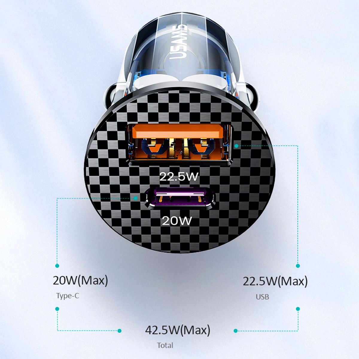 USAMS - Cargador Celular para Auto Rapido 42.5w Qc+pd Negro 