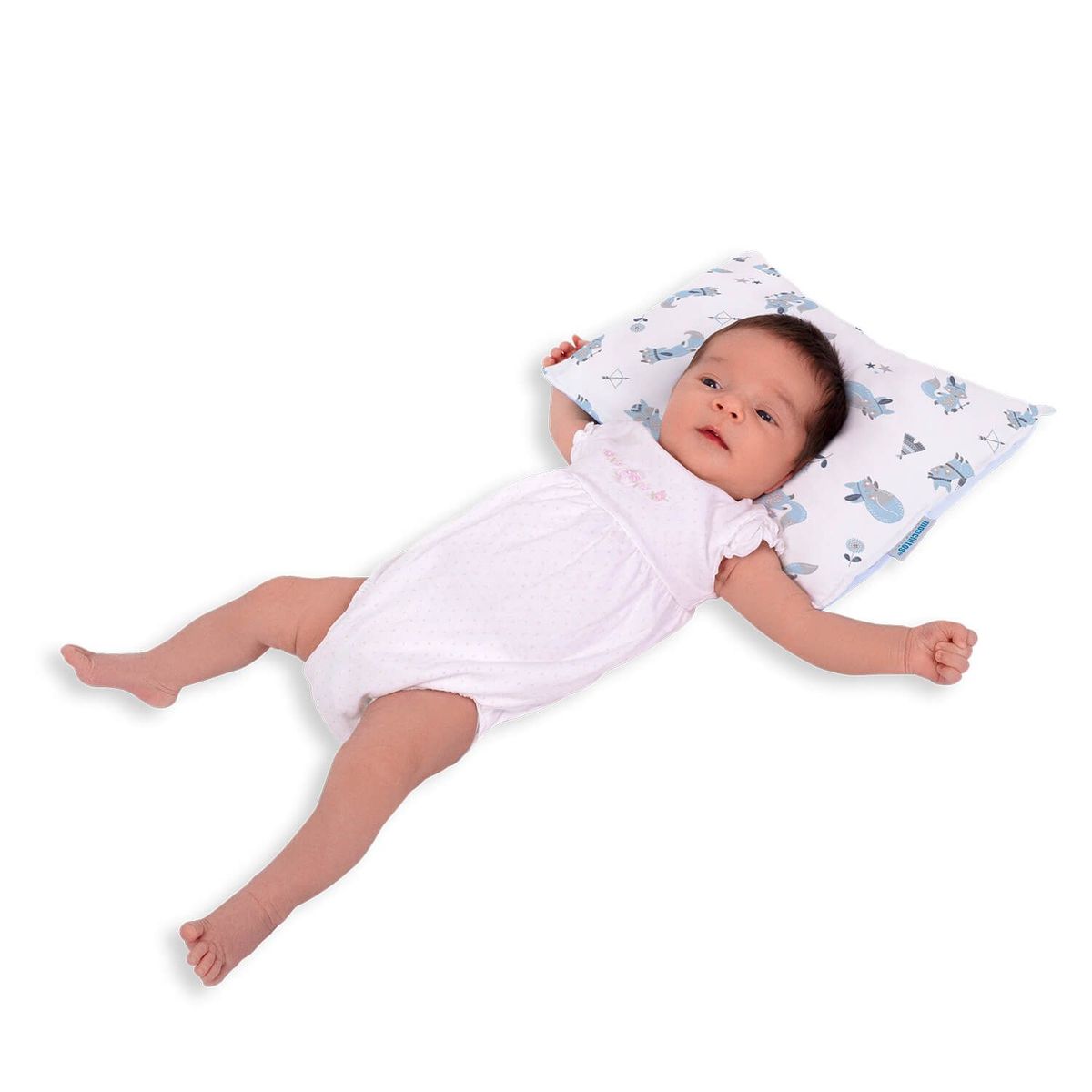 MONCHITOS - Almohada Bebe Anticabeza Plana Reversible