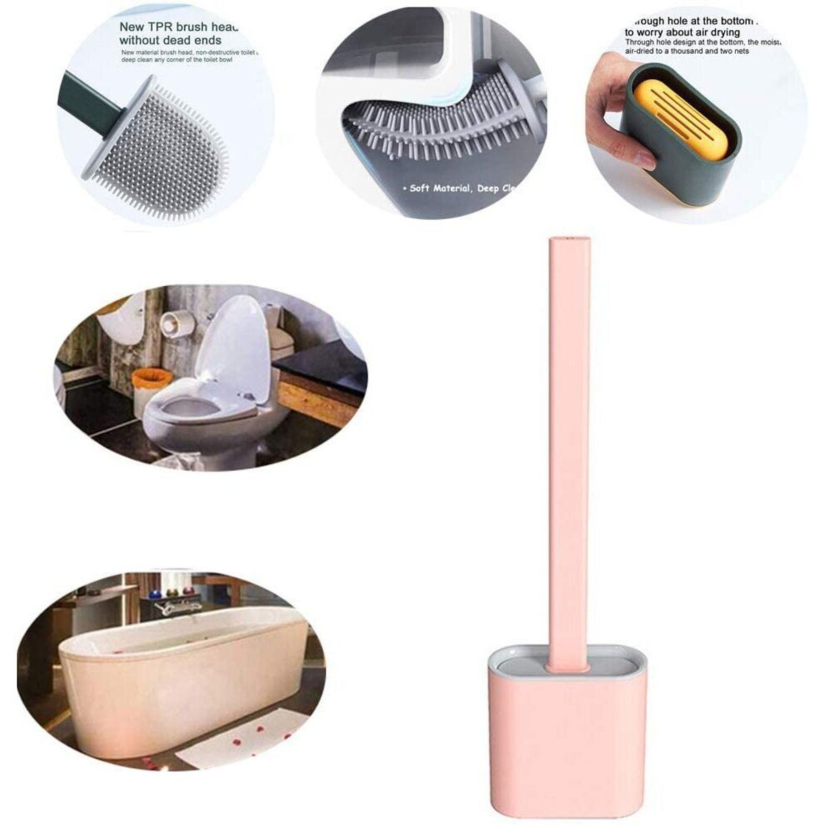 ITELSISTEM - Cepillo de Silicona Flexible Limpieza Inodoro