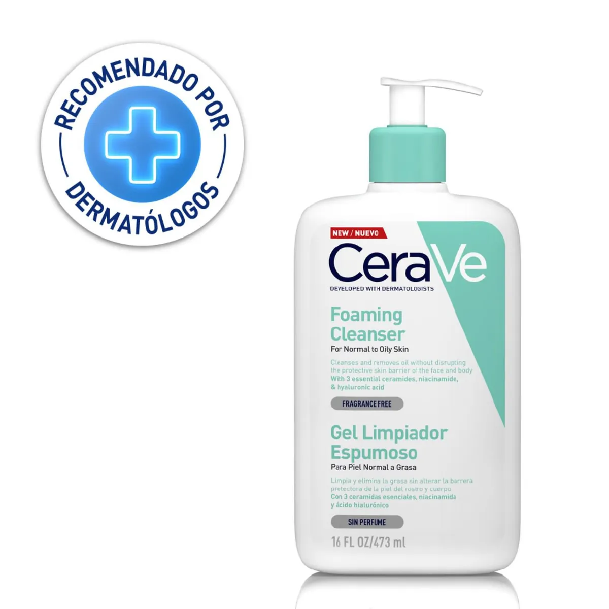 CERAVE - Gel Limpiador Espumoso Foaming Cleanser 473ml 