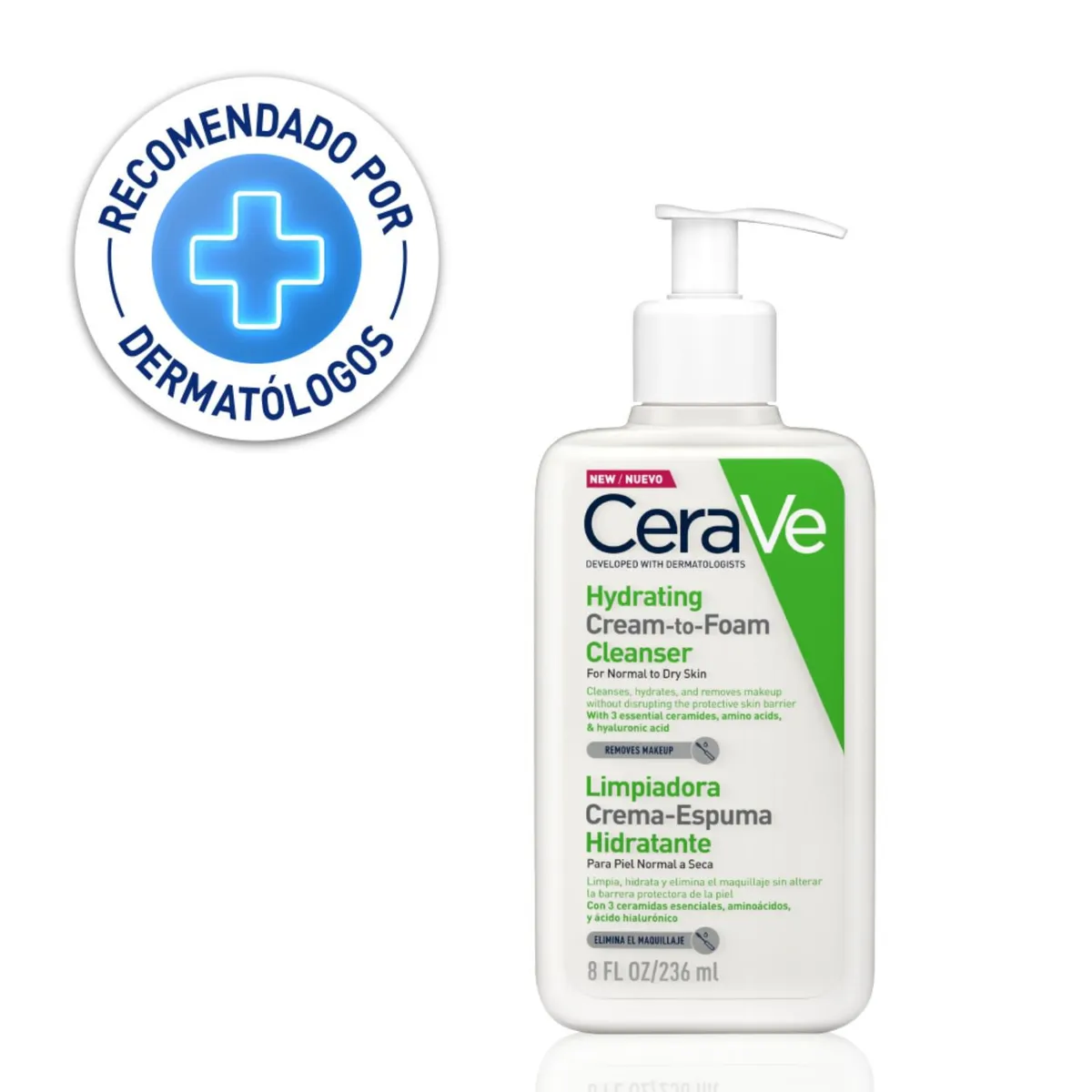 CERAVE - Limpiador Crema Espumosa Hydrating Cream-to-Foam 236ml