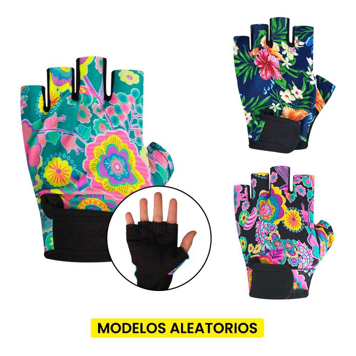 SM - Guantes de Entrenamiento Floreados Medio Dedo