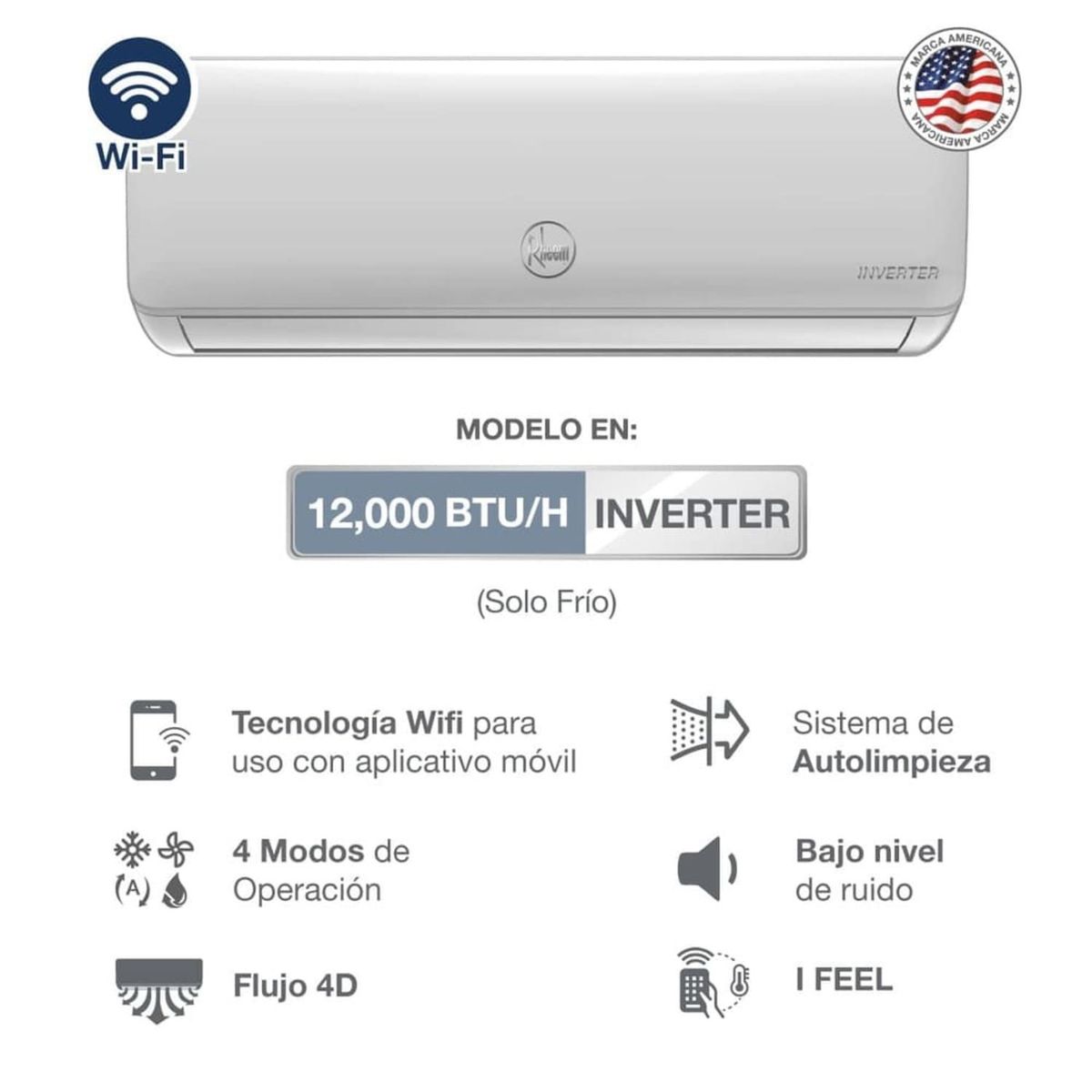 RHEEM - Aire Acondicionado 12000 INVERTER FRIO