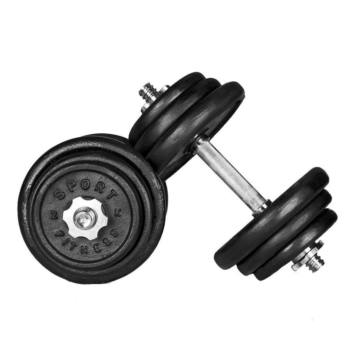 SPORT FITNESS - Set: 40kg de pesas redondas + mancuernas