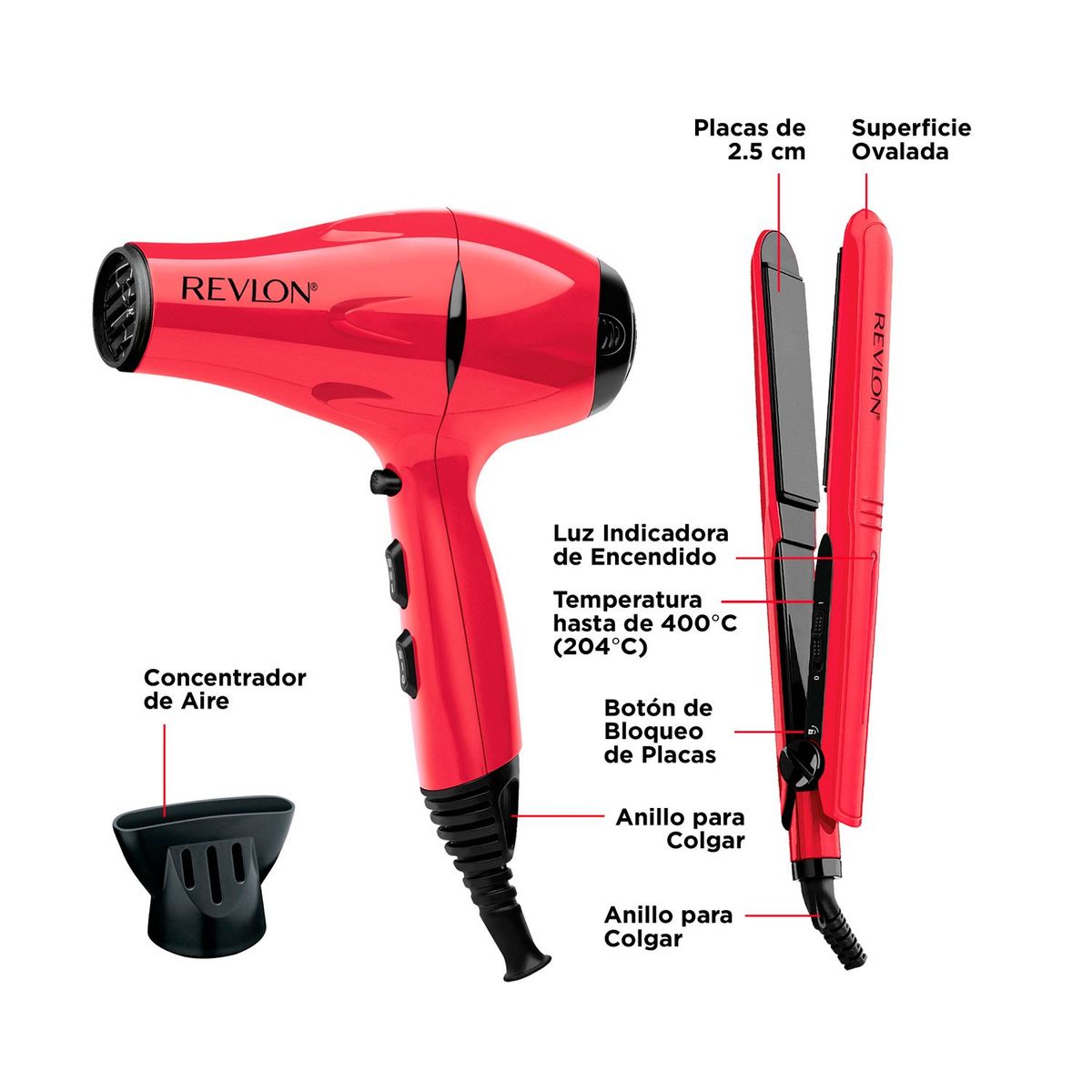 REVLON - Set Estilizador Alisadora + Secadora Control de Frizz REVLON