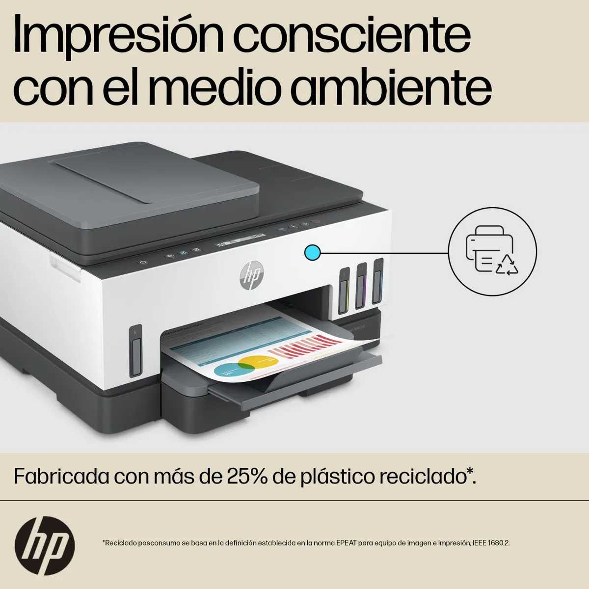 HP - Impresora Multifuncional HP Smart Tank 750 Tinta Continua Color Wi-Fi Smart App Dúplex ADF Alimentador Automático (6UU47A)