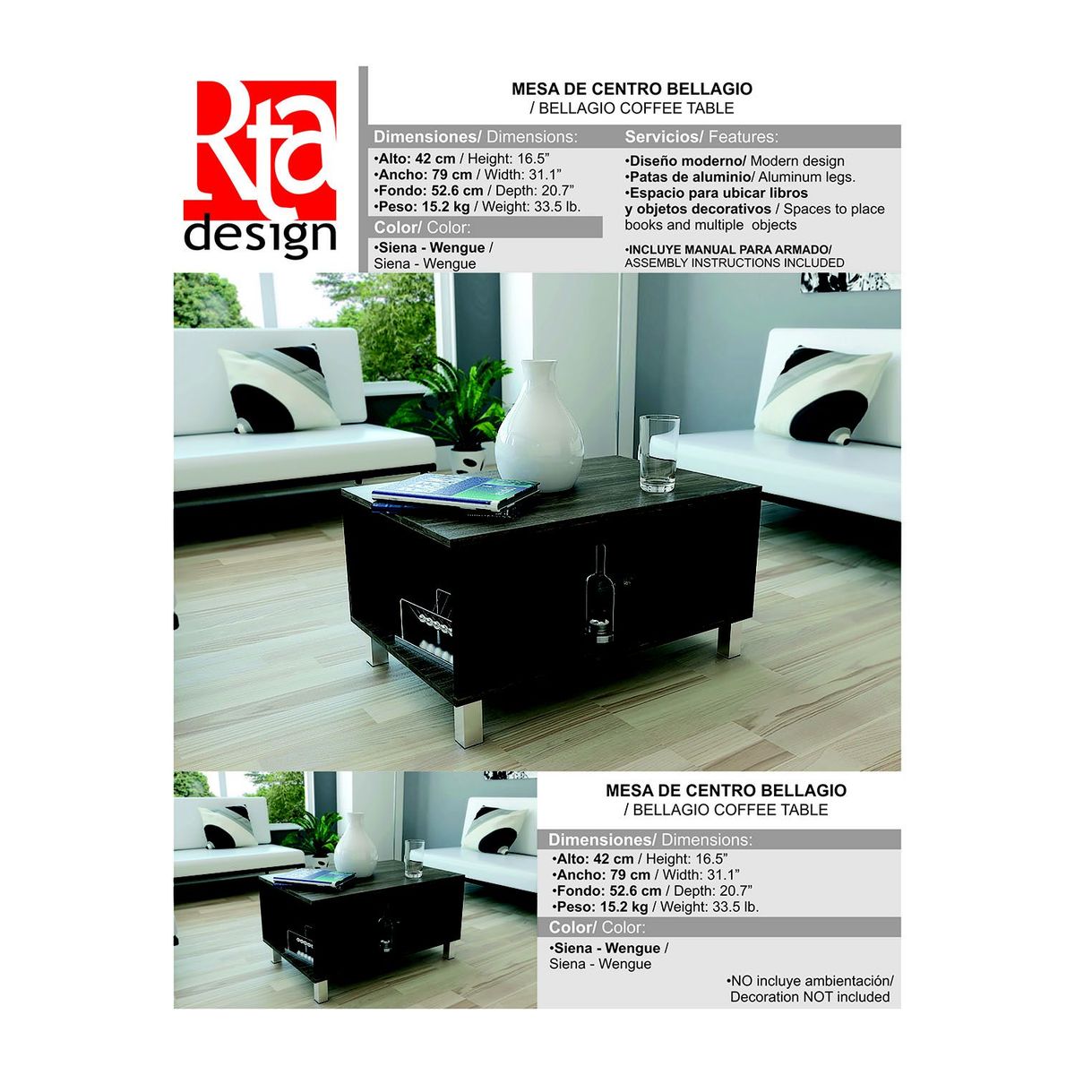 TUHOME - Mesa de Centro Bellagio Siena