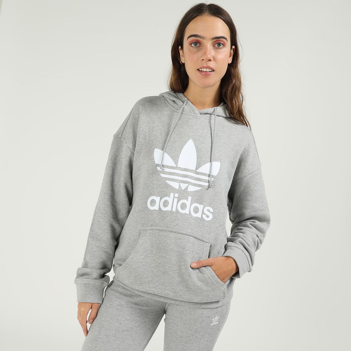 ADIDAS ORIGINALS - Polera con capucha Trefoil Mujer Adidas Originals