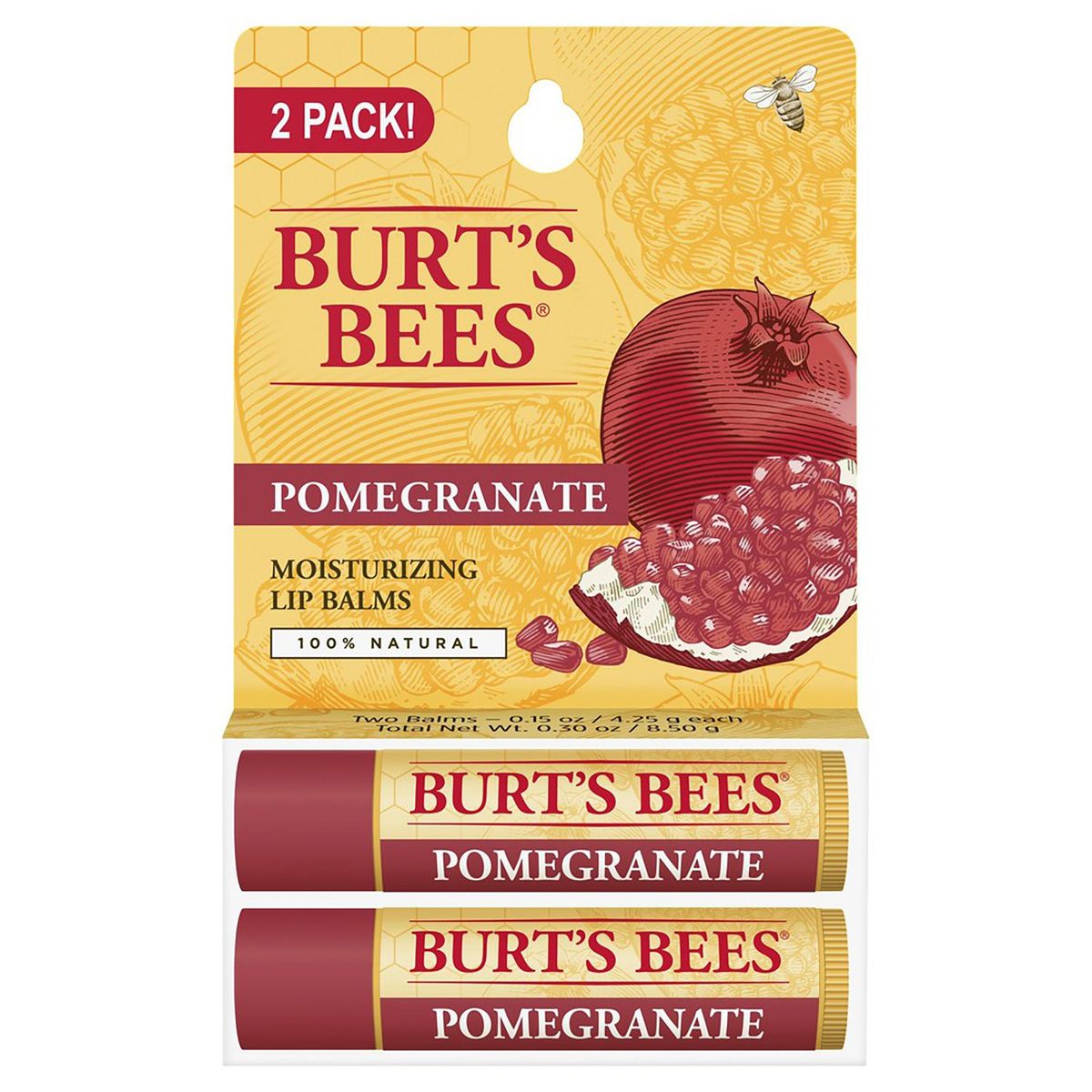 BURTS BEES - Lip Balm Pomegranate 2 x 0.15 Oz