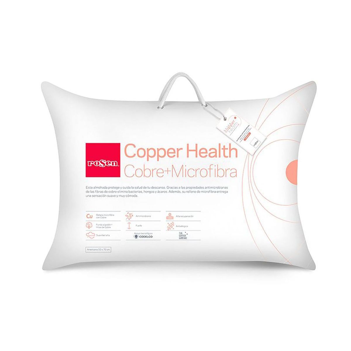 ROSEN - Almohada de Microfibra Copper Health Estándar 50x70cm