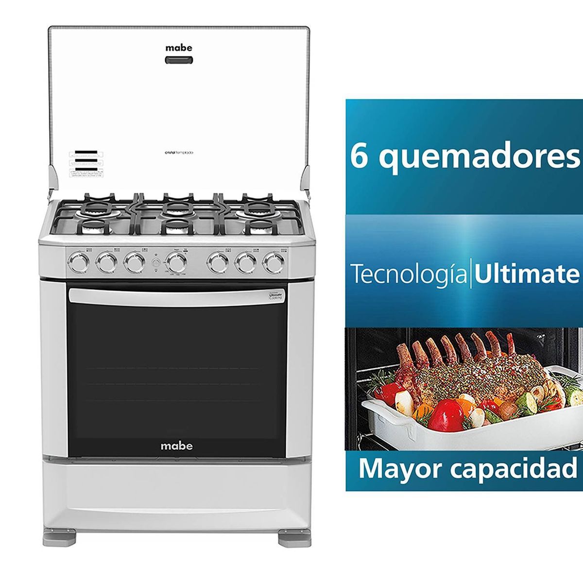 Mabe - Cocina 6 hornillas CMP7620FX0 acero MABE
