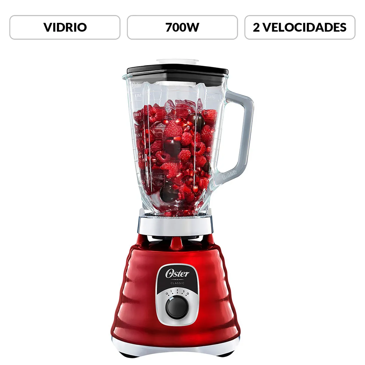 OSTER - Licuadora Oster 3 Velocidades 1.25L Roja
