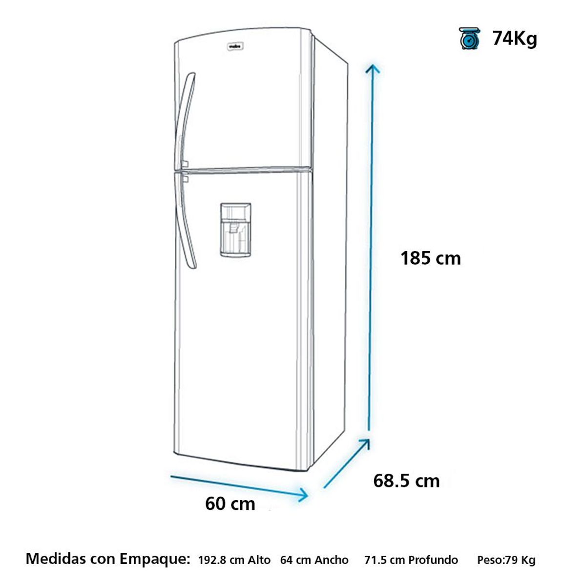 MABE - Refrigeradora Bottom Freezer 317L Inox RMB315PTPRO0