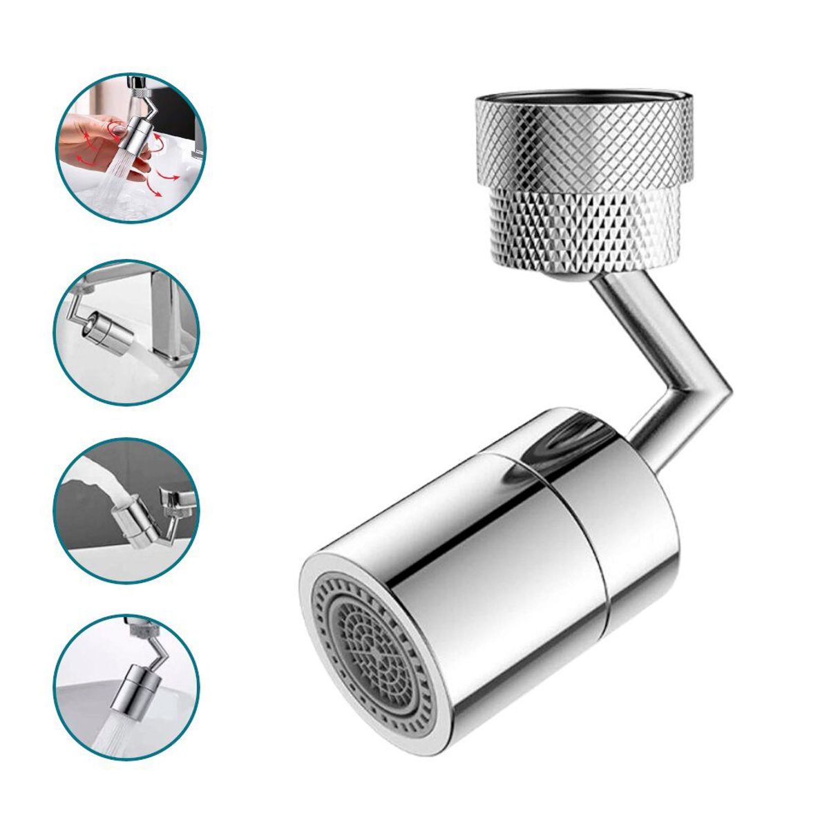 GENERICO - Grifo Caño Giratorio Aireador 720° y Adaptador