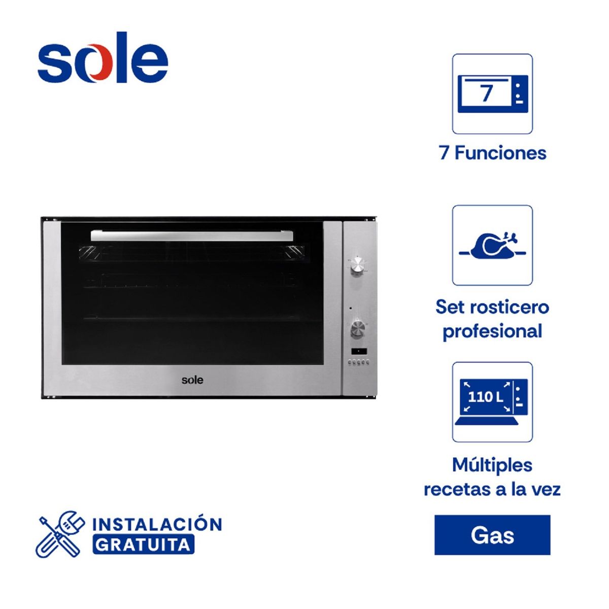 SOLE - Horno Empotrable Sole Full Touch Glp 110L