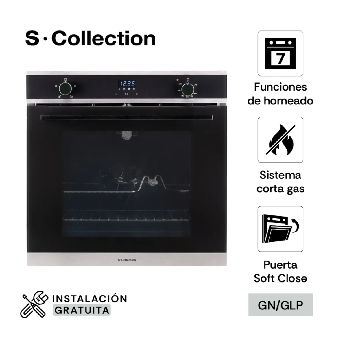 SCOLLECTION - Horno Empotrable Scollection Full Touch A Gas 70L