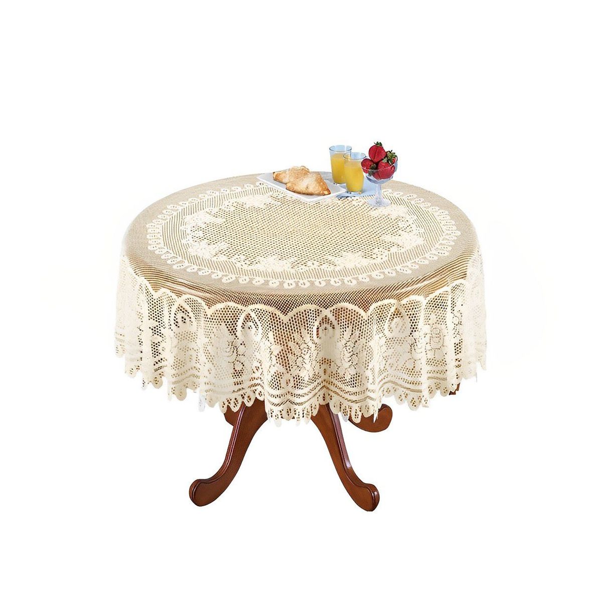 INSPIRA MARKET - Mantel de Mesa Encaje Hilo Circular 180cm x 180cm