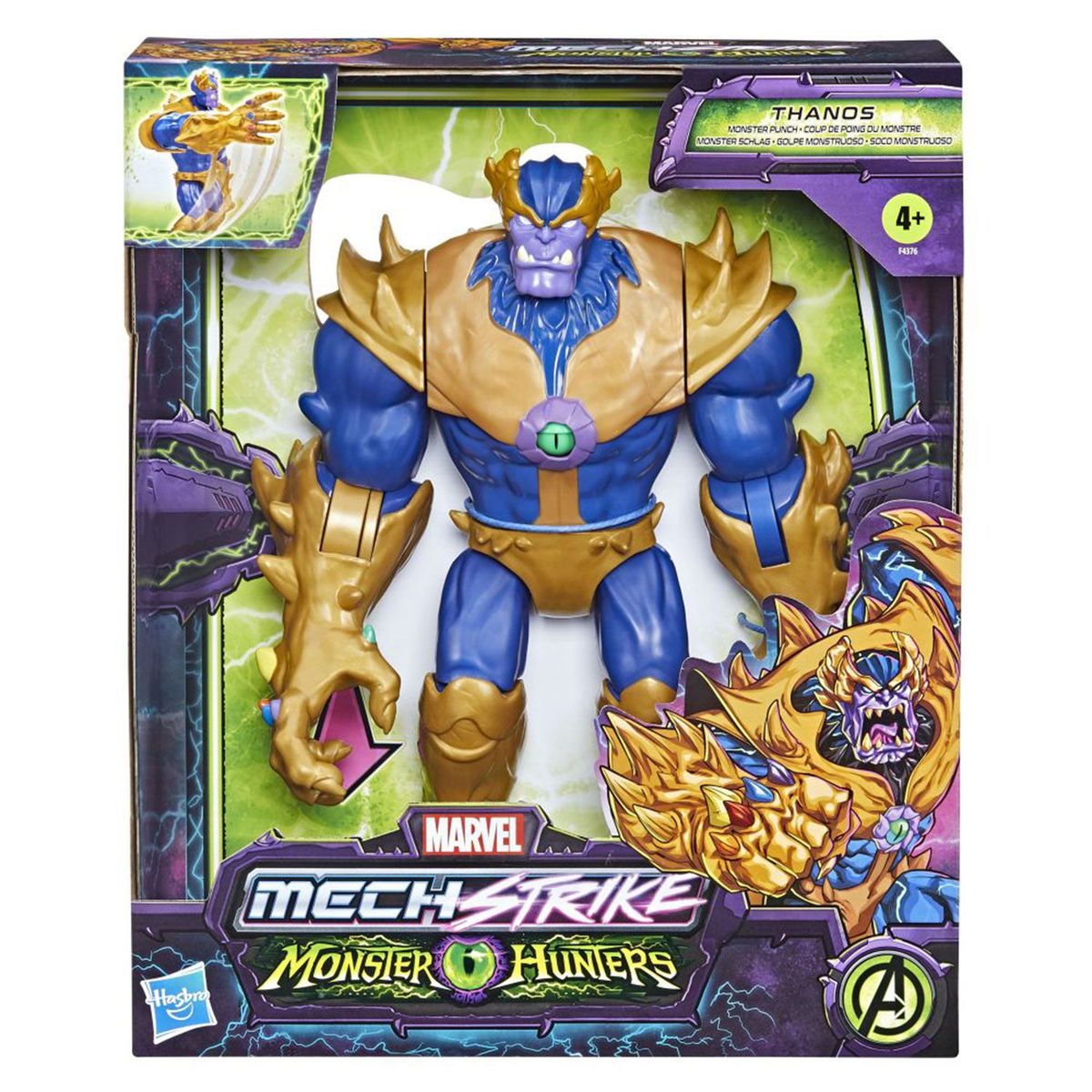 AVENGERS - Figura de Acción Marvel - Avengers Mech Strike - Monster Hunters - Thanos Golpe Monstruoso - Figura Deluxe de 22.5 cm