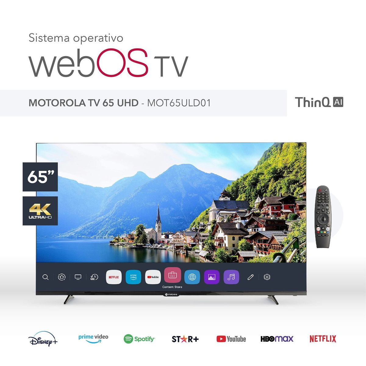 MOTOROLA - Televisor Motorola Smart TV 65" UHD 4K webOS MOT65ULD01