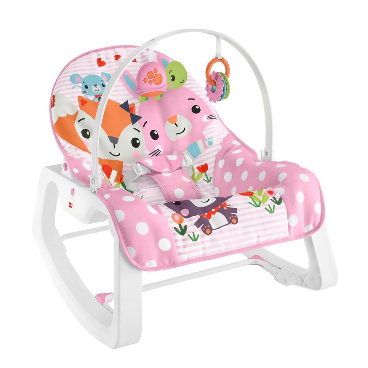 FISHER PRICE - Silla Nido para Bebé Mecedora Crece Conmigo Animalitos Rosa Fisher Price