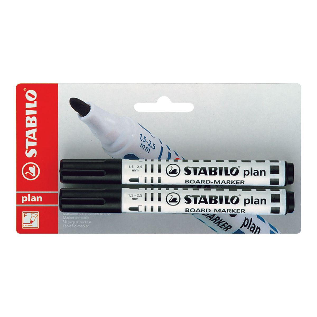 STABILO - Plumón de Pizarra Negro Plan Blister x2 Unid