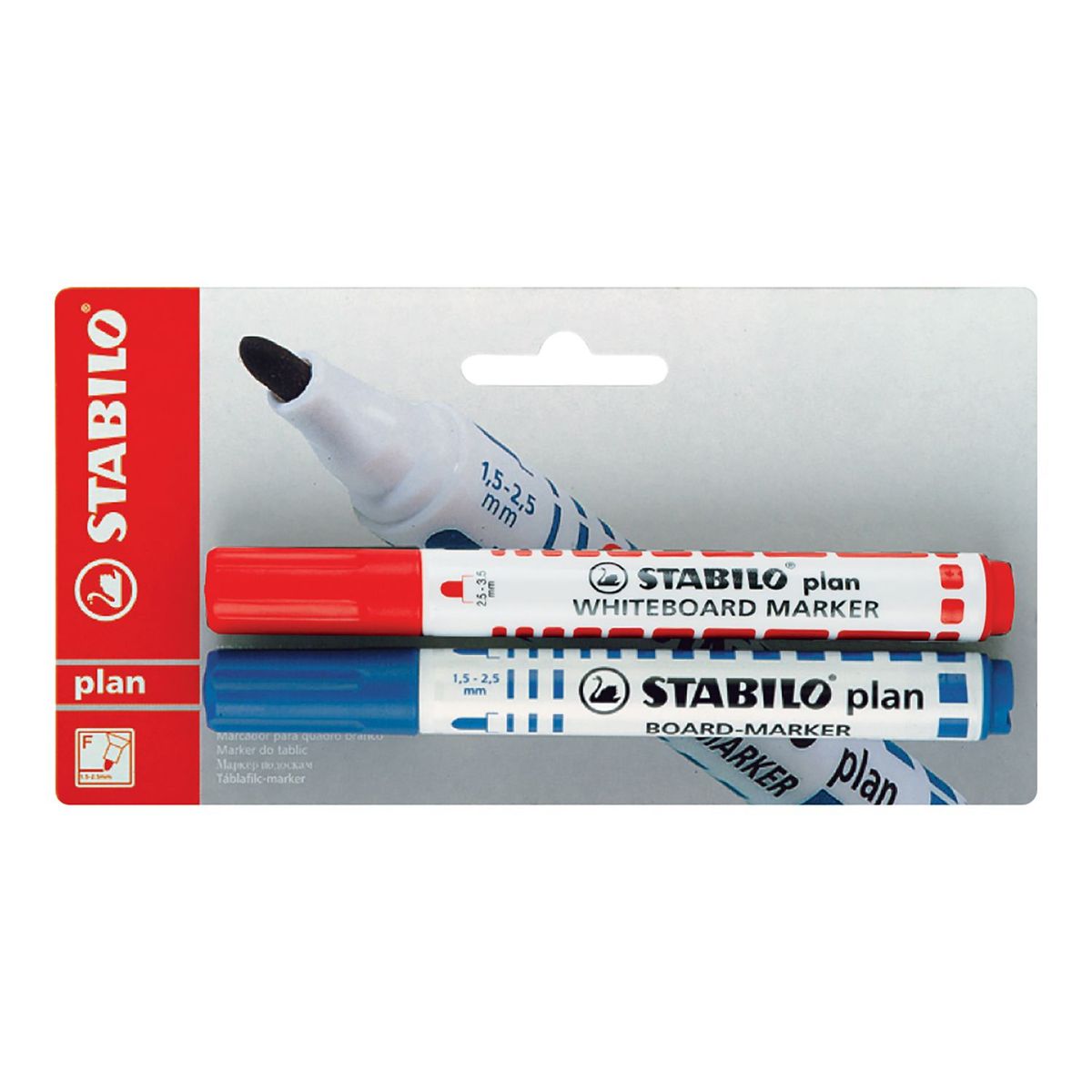 STABILO - Plumón de Pizarra Azul/Rojo Plan Blister x2 Unid