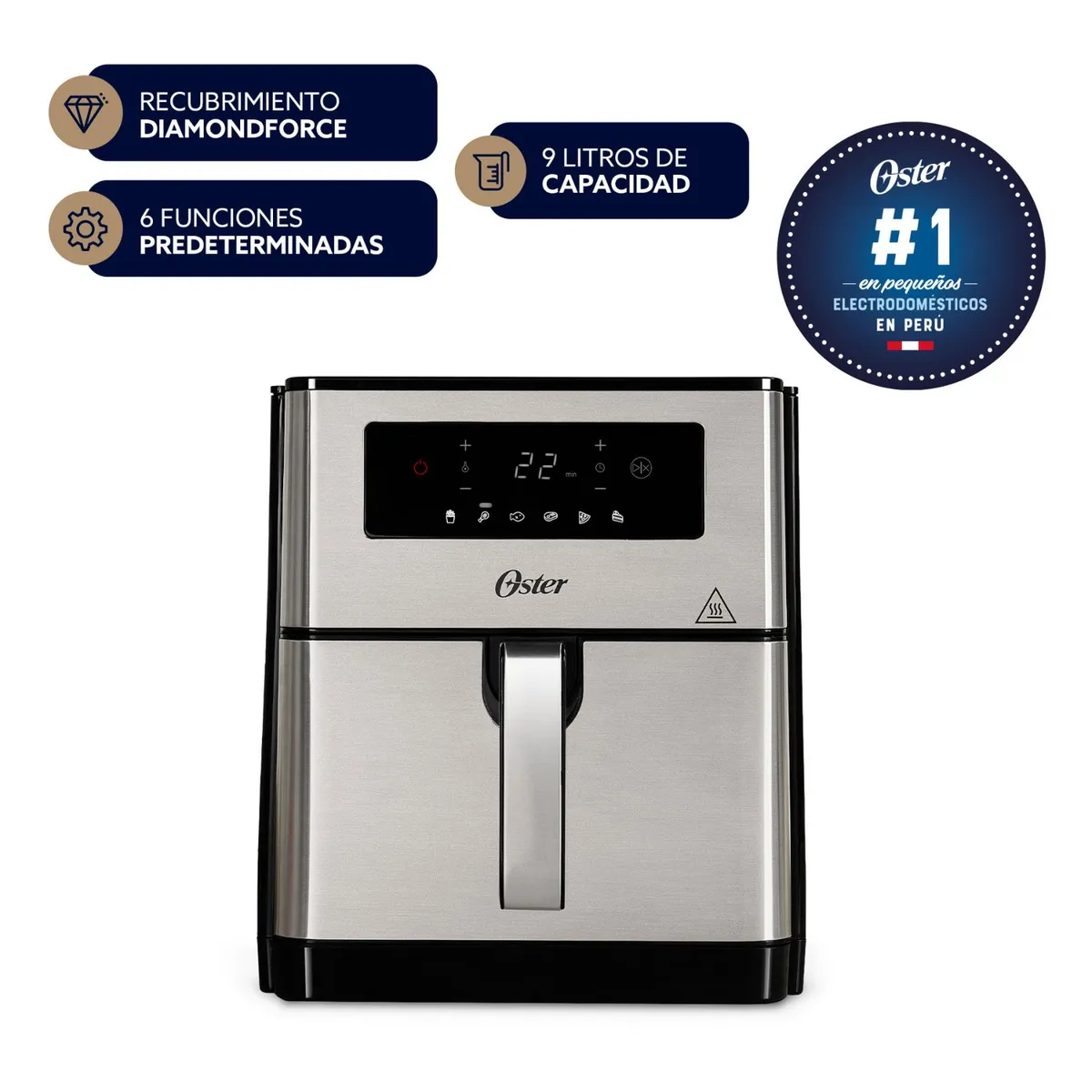 OSTER - Freidora de Aire Oster 9 L Digital con recubrimiento DiamondForce CKSTAF90D.