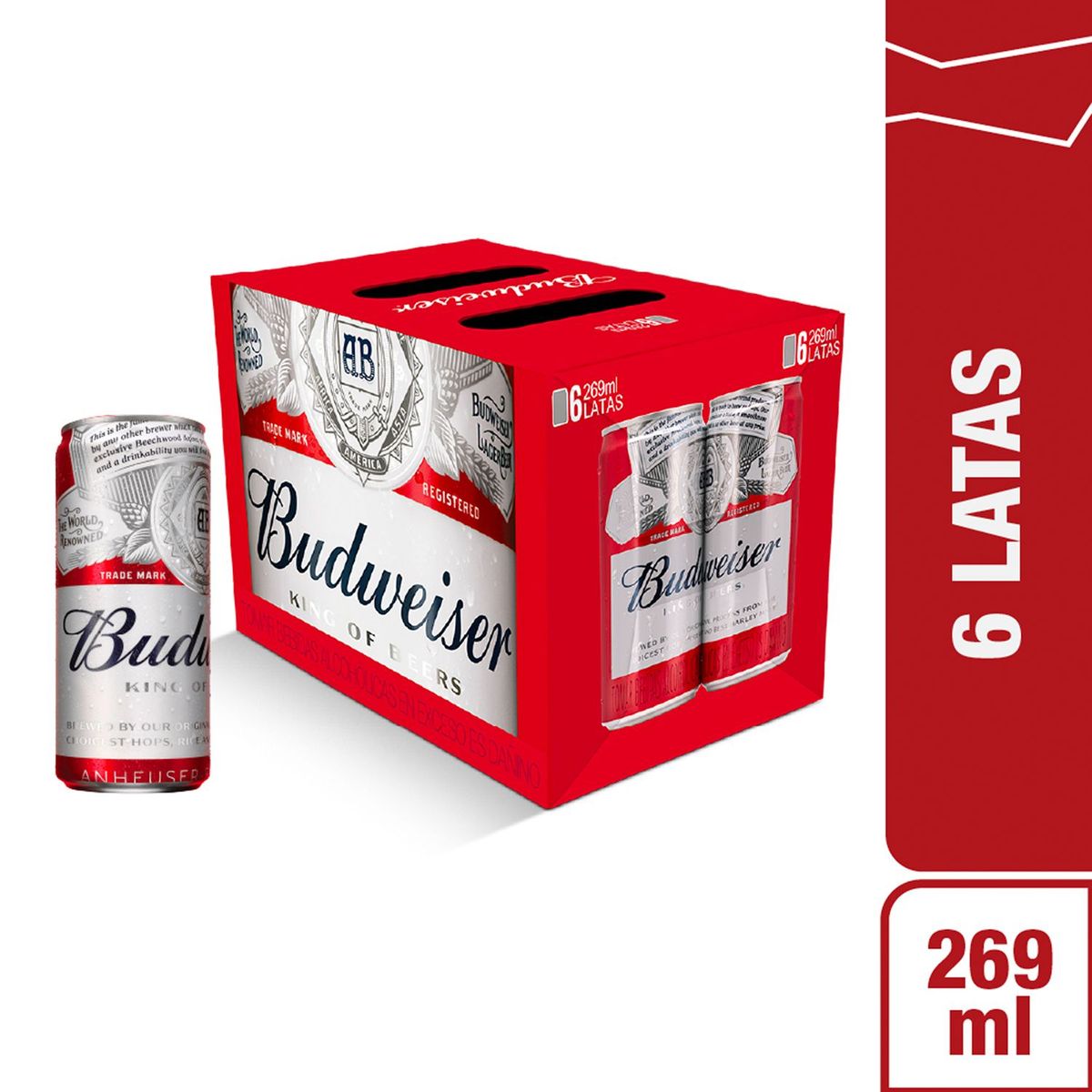 BUDWEISER - Six Pack Budweiser en Lata 269ML