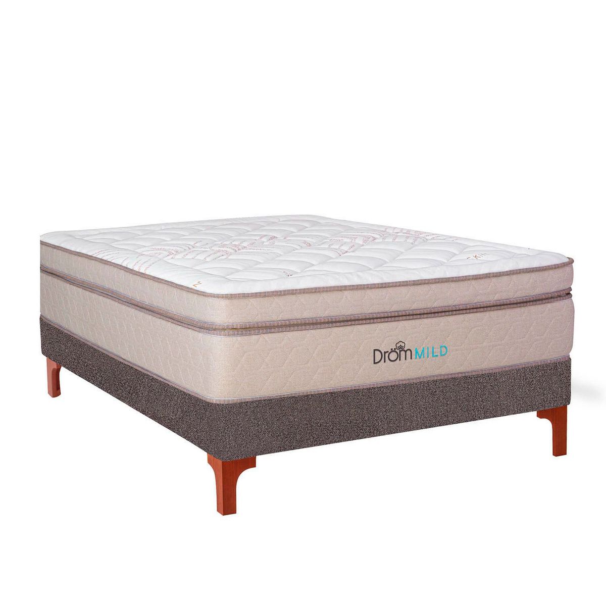 DROM - Cama Europea Mild 2 Plz + 2 Almohadas Viscoelásticas + Protector.
