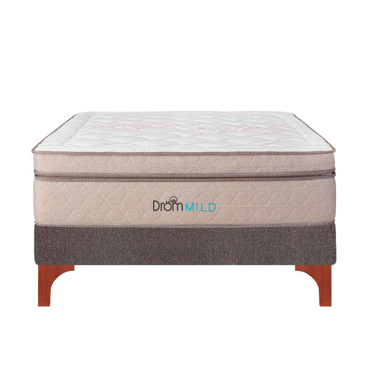 DROM - Cama Europea Mild 2 Plz + 2 Almohadas Viscoelásticas + Protector.