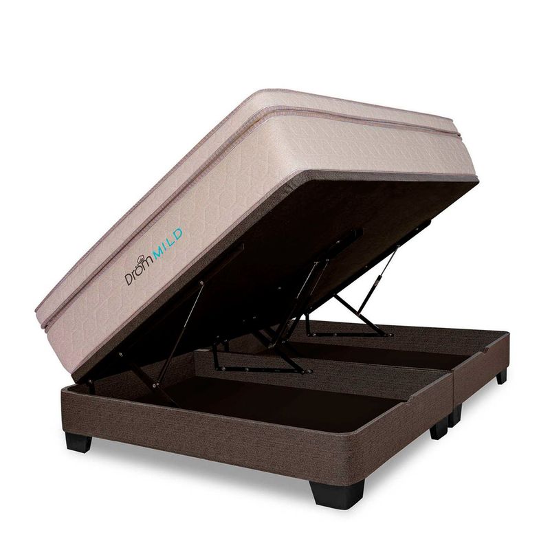 DROM - Cama Boxet Mild Queen + 2 Almohadas Viscoelásticas + Protector.