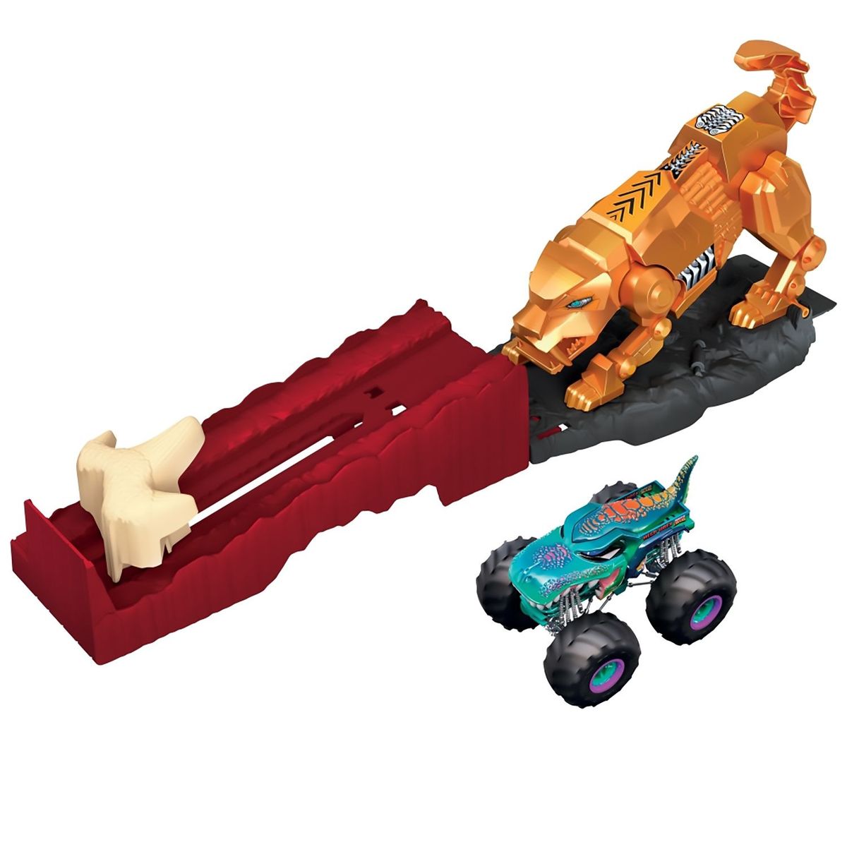 HOT WHEELS - Pista de Carros Monster Trucks Ataque de Diente de Sable