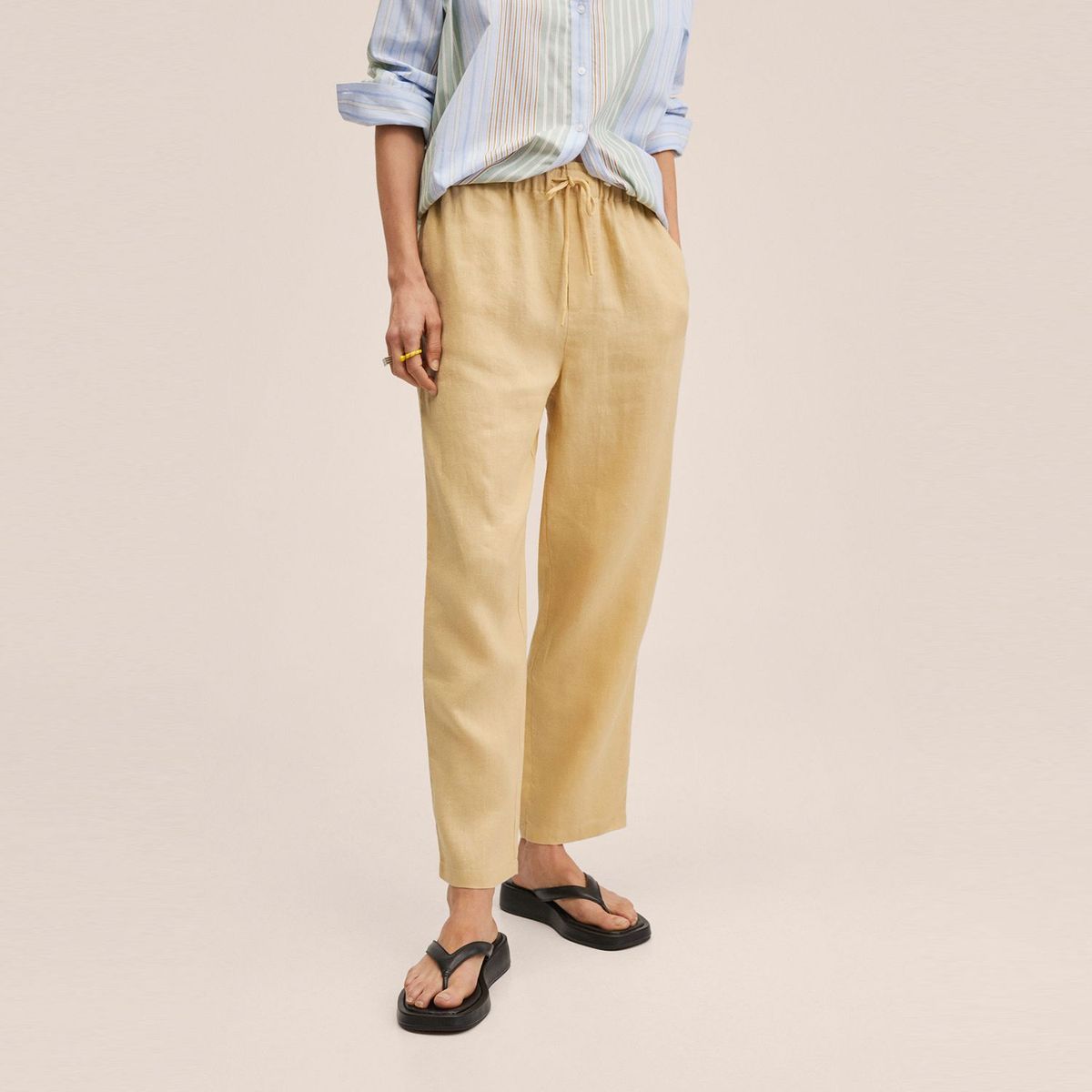 MANGO - Pantalón 100% Lino Mujer Mango