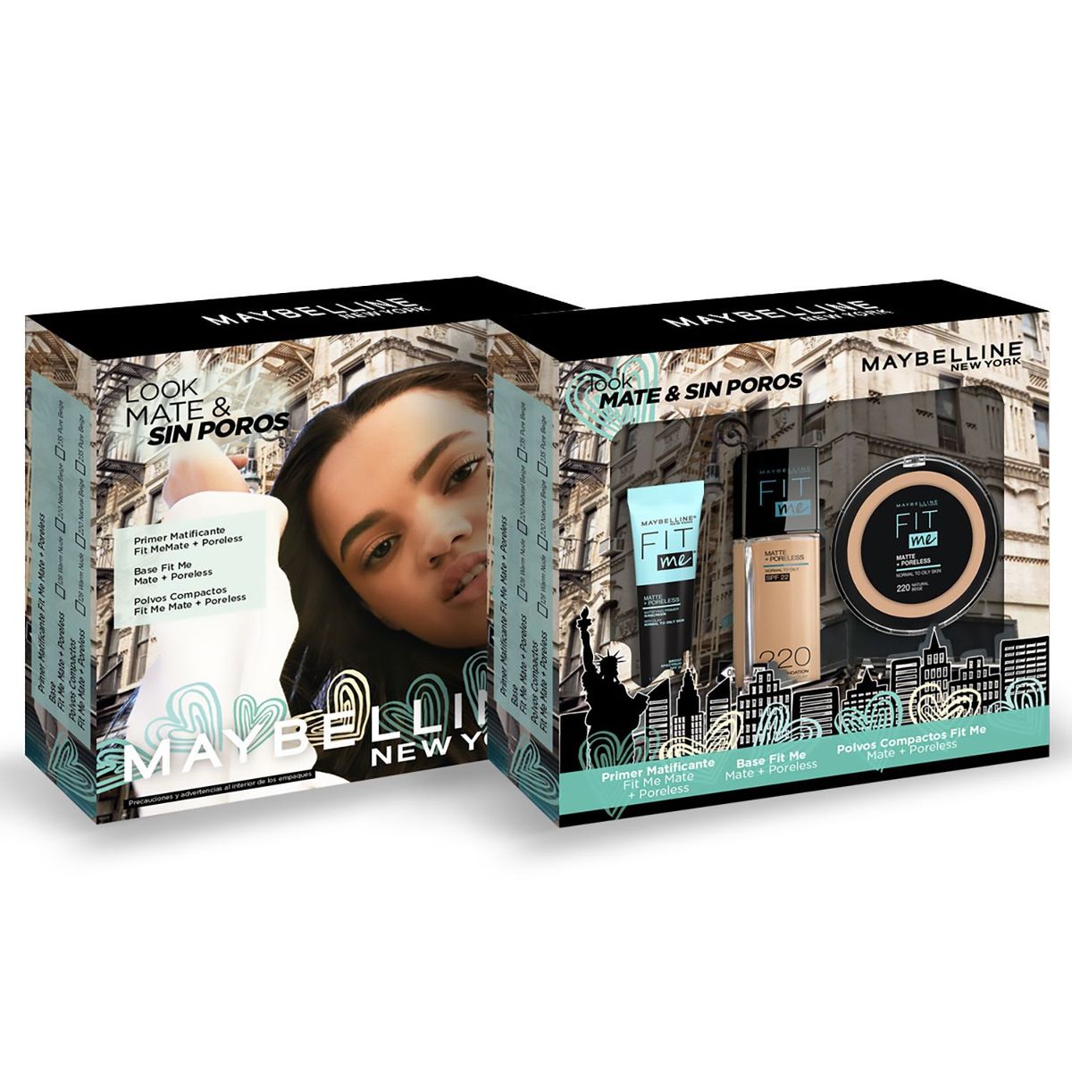 MAYBELLINE - Pack Fit Me Look Matte y Sin Poros tono 220 Maybelline