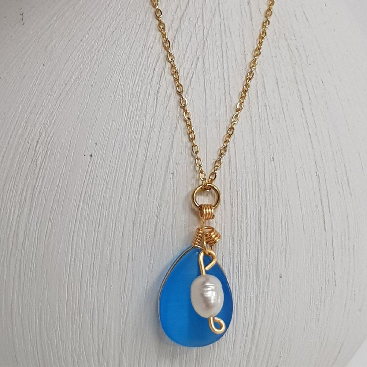 PENELOPE ACCESORIOS - Collar Penelope Accesorios Natura Ojo de Gato Celeste