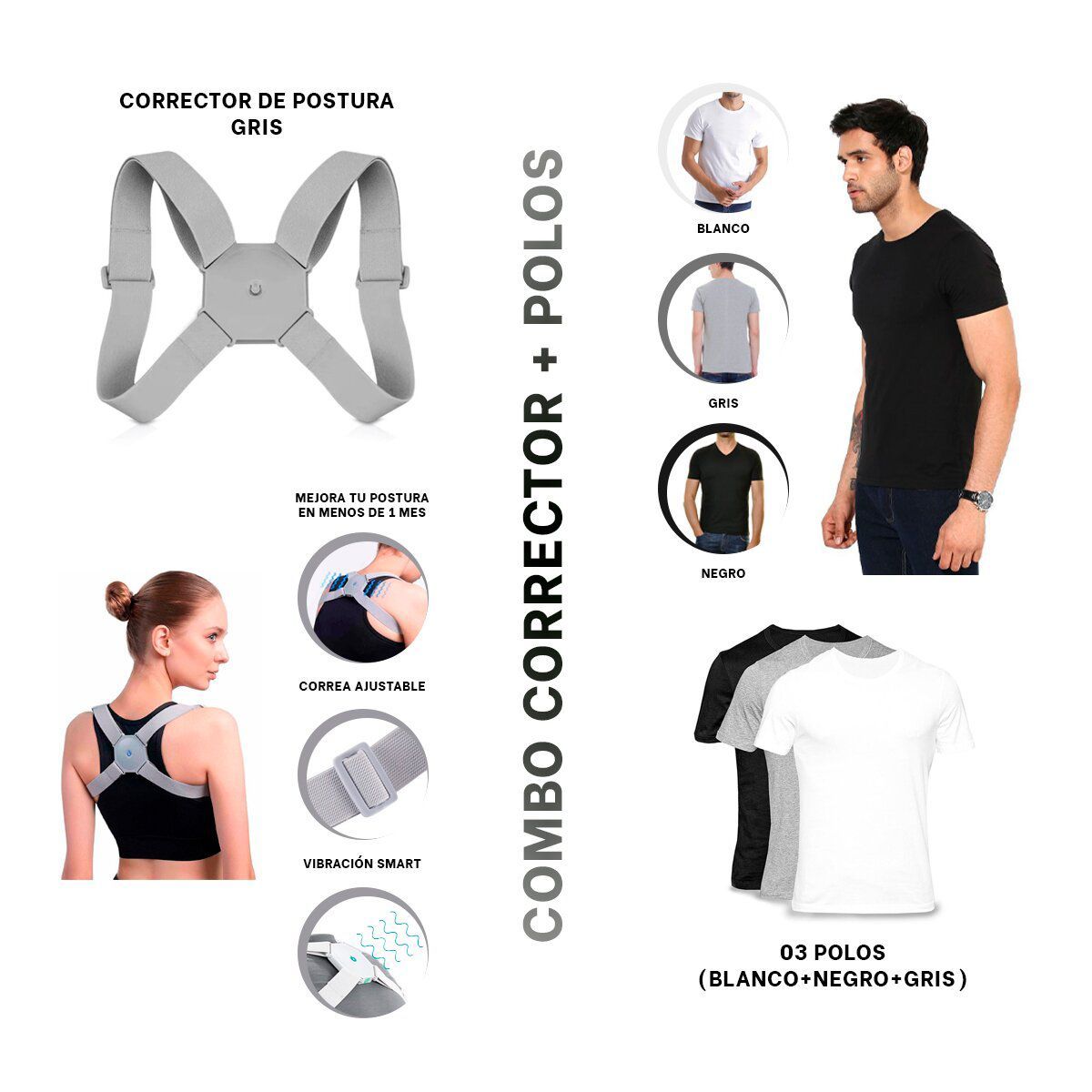 GENERICO - Ligas de Resistencia + 3 Polos de algodón