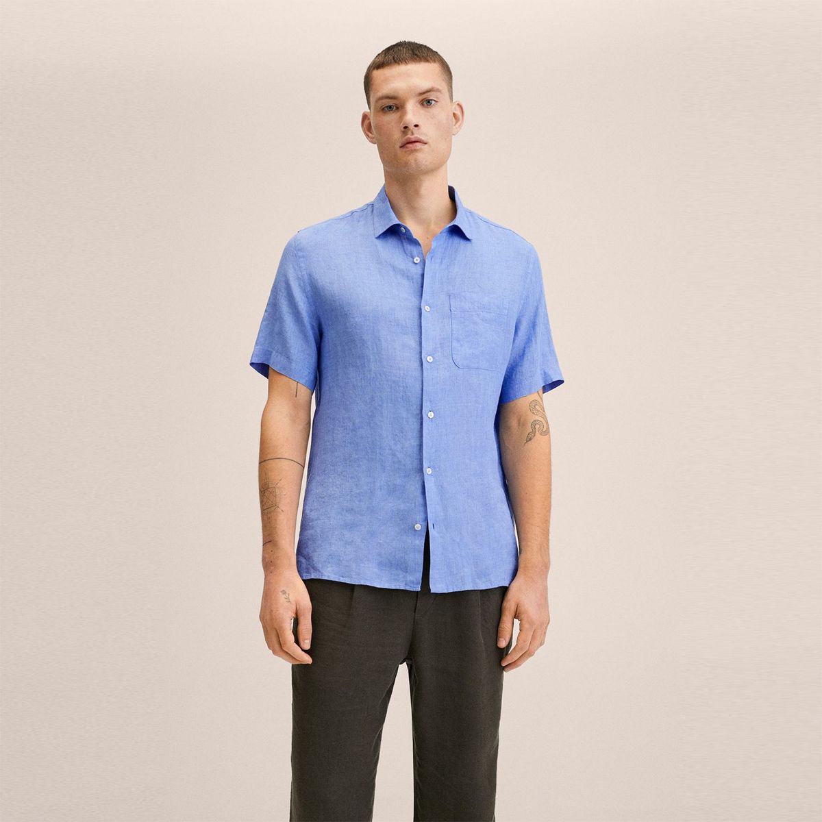 MANGO - Camisa Sport Manga Corta Hombre Mango