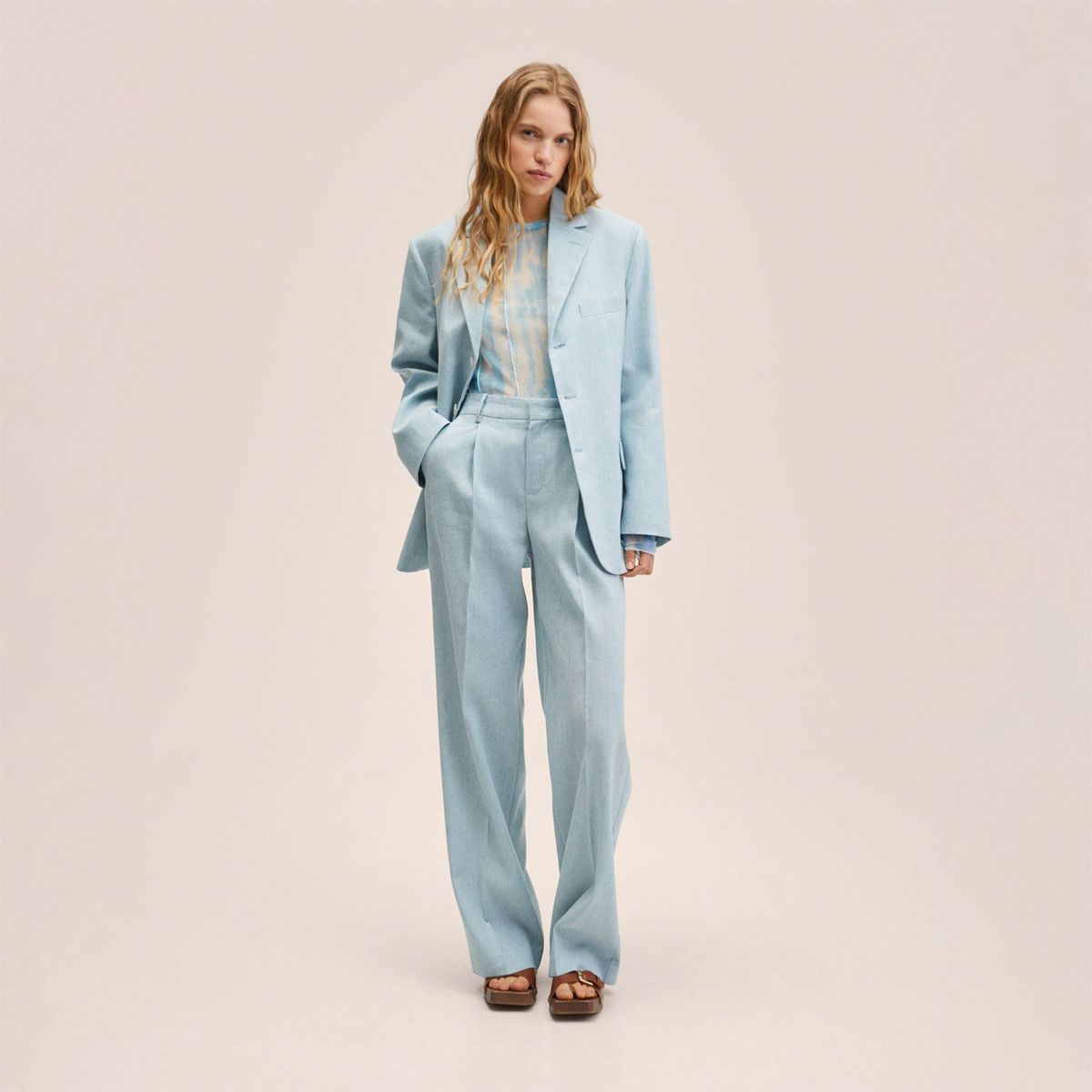 MANGO - Pantalón Lino Mujer Mango