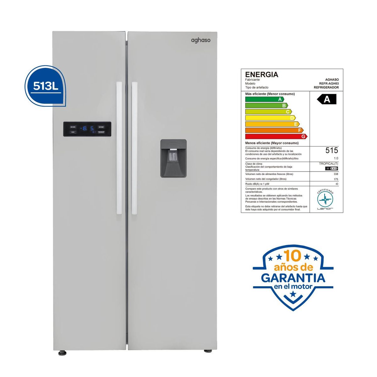 AGHASO - Aghaso Refrigeradora Sbs 513L