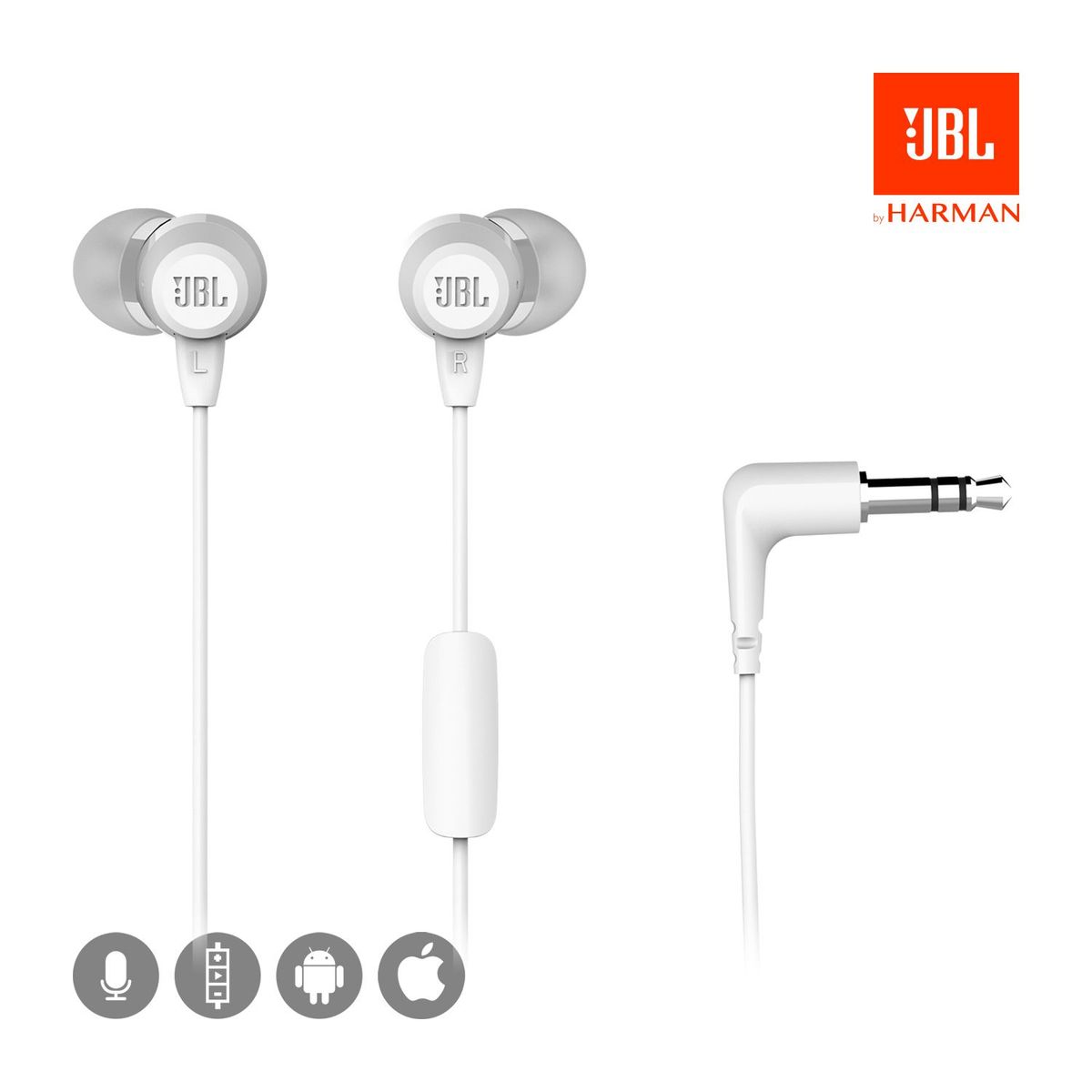 JBL - Audífonos JBL C50HI In-Ear 3.5 mm Con Micrófono Blanco Jbl