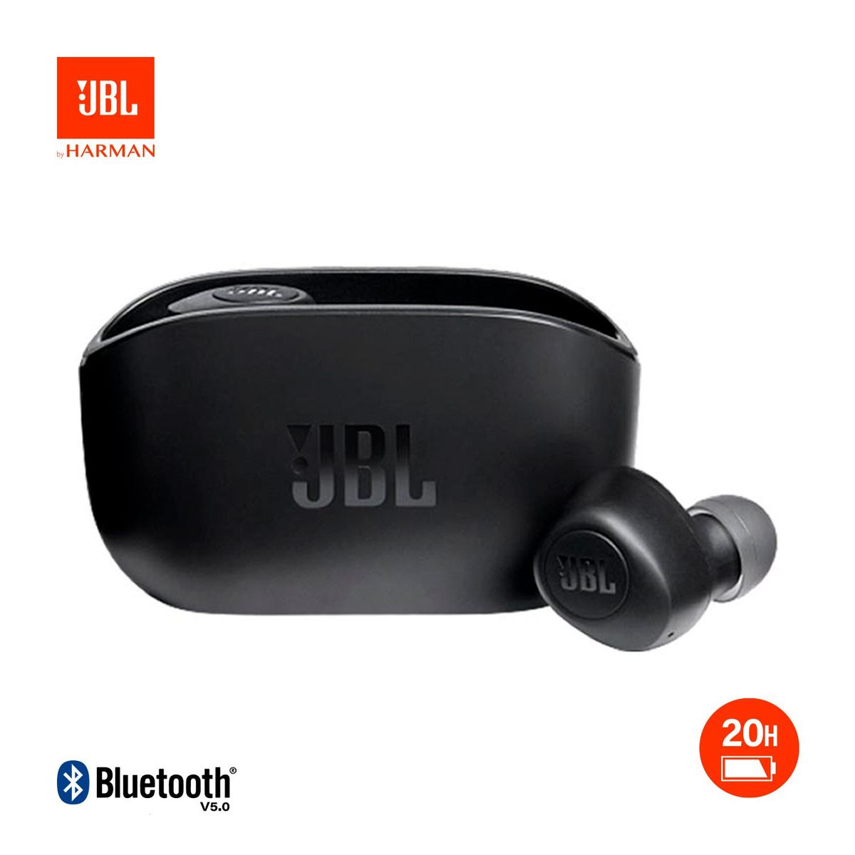 JBL - Auriculares Bluetooth JBL Wave 100 TWS Deep Bass Intraaurales 20 Hrs Negro
