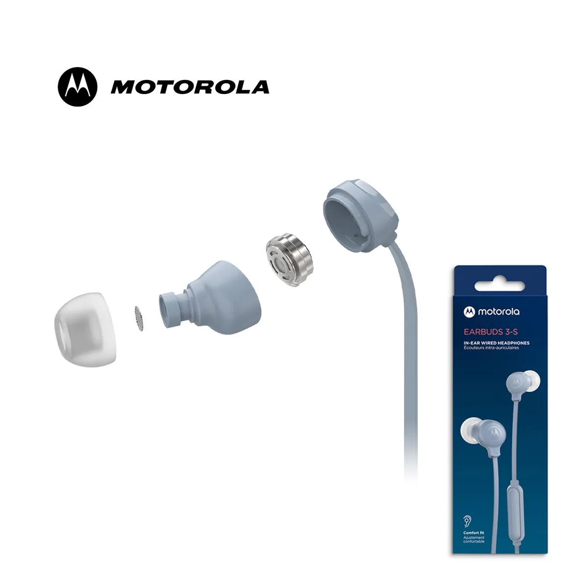 MOTOROLA - Audífonos Motorola IN EAR Wired C-Micro Earbuds 3-S - Azul Motorola