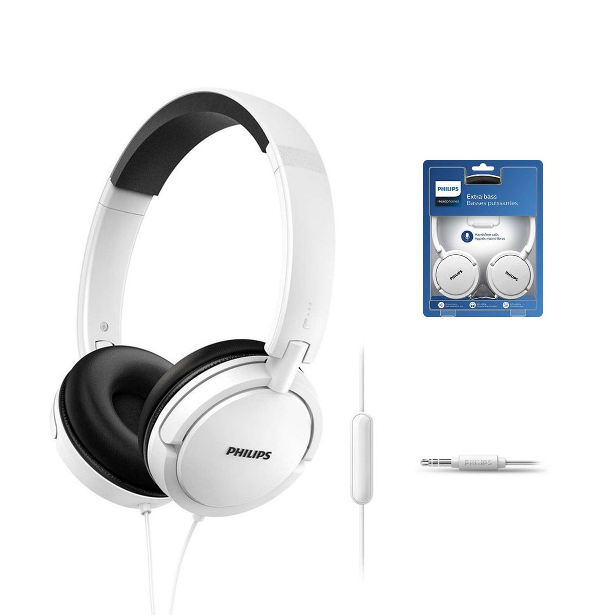 PHILIPS - Audífonos Philips Extra Bass Con Micrófono SHL5005 Blanco Philips